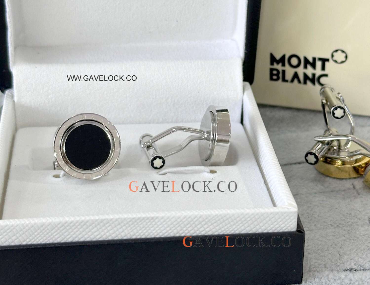 Low Price Mont Blanc Black-Silver Cufflinks